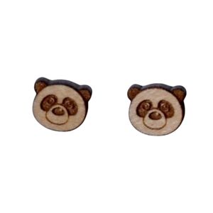 Panda Wood Stud Earrings